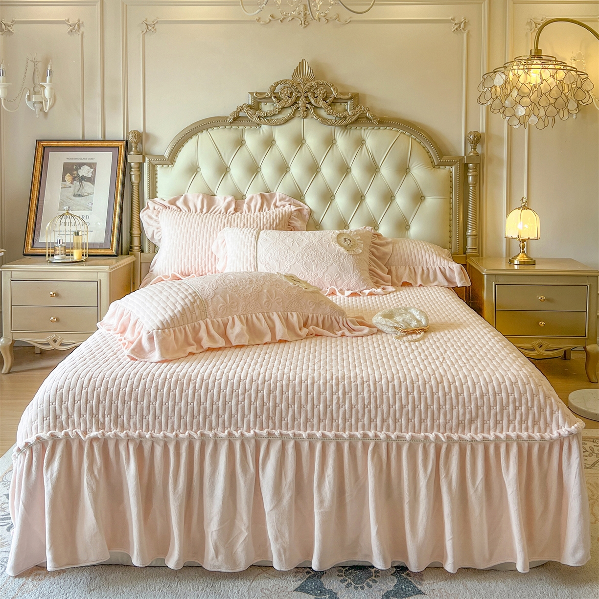 91家纺网 家纺一手货源 找家纺 （总）好儿喜家纺 2025新款雕花牛奶绒床盖四件套-艾洛微