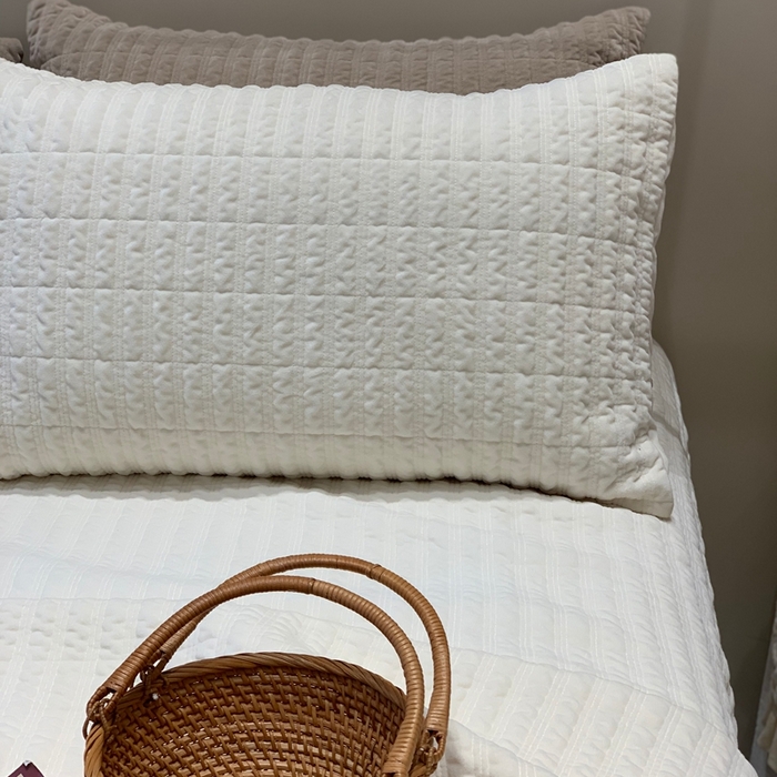 汇庭 2025新款时尚条绒床盖三件套系列 时尚条白