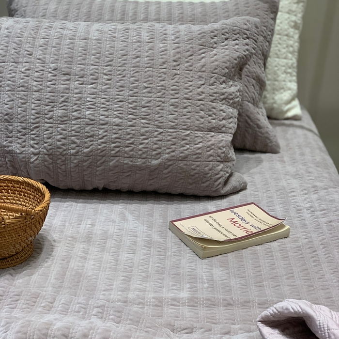 汇庭 2025新款时尚条绒床盖三件套系列 时尚条紫