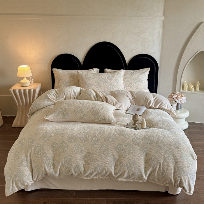 91家纺网 家纺一手货源 找家纺 （总）丞音家纺 2025新款A类230克全消光烂花牛奶绒四件套-索菲亚