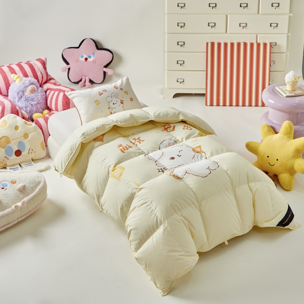91家纺网 家纺一手货源 找家纺 （总）暖羽屋羽绒馆 2025新款天丝儿童羽绒被鹅绒丝被芯1.5米儿童学生羽绒被 羽毛被冬被 春秋羽绒被子