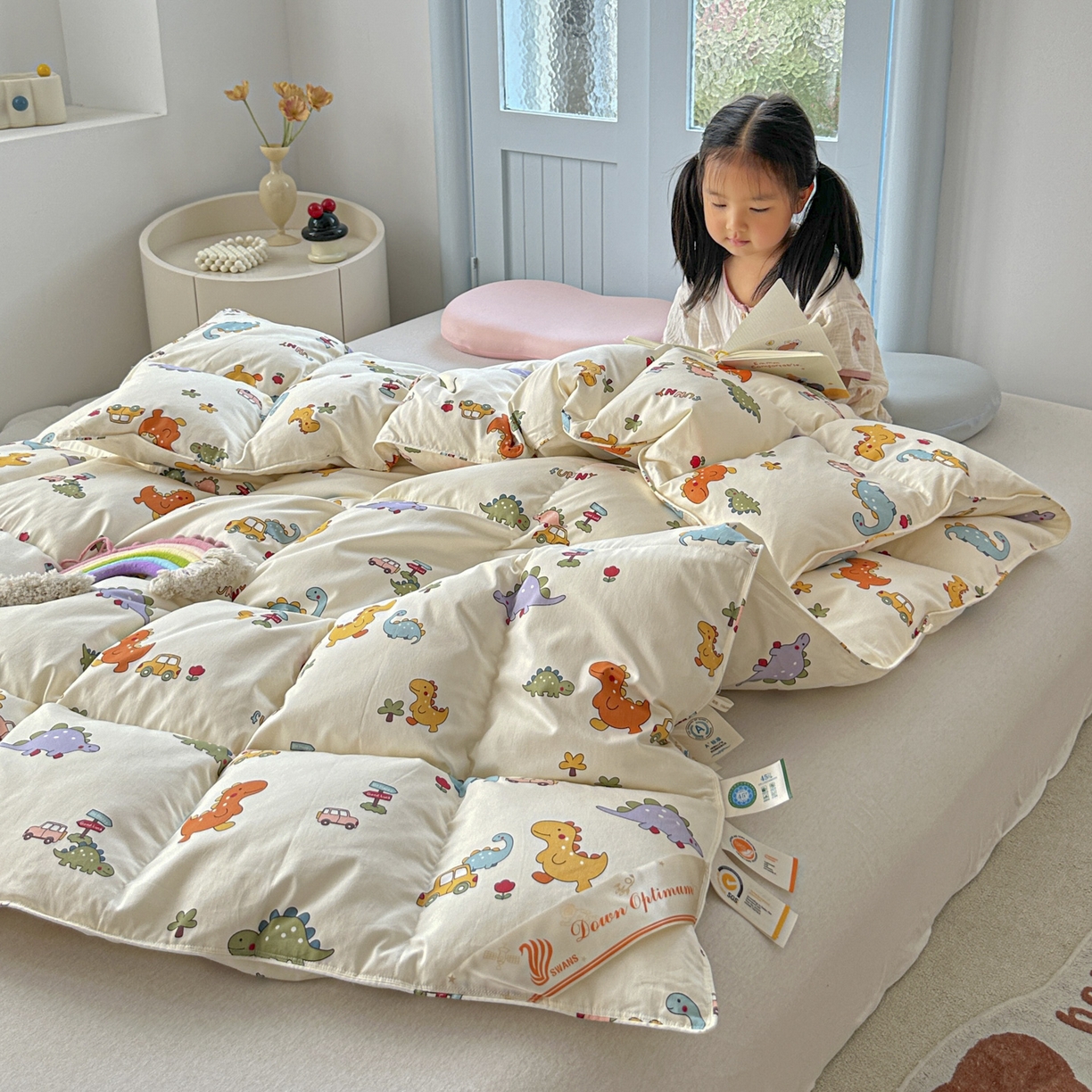 91家纺网 家纺一手货源 找家纺 （总）暖羽屋羽绒馆 2025新款天丝儿童羽绒被鹅绒丝被芯1.5米儿童学生羽绒被 羽毛被冬被 春秋羽绒被子