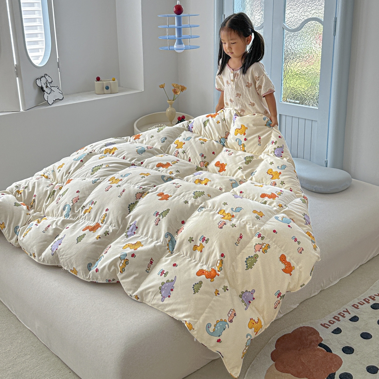 91家纺网 家纺一手货源 找家纺 暖羽屋羽绒馆 2025新款天丝儿童羽绒被鹅绒丝被芯1.5米儿童学生羽绒被 羽毛被冬被 春秋羽绒被子 汽车恐龙