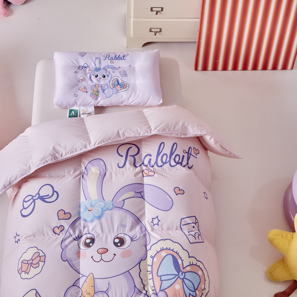 91家纺网 家纺一手货源 找家纺 暖羽屋羽绒馆 2025新款天丝儿童羽绒被鹅绒丝被芯1.5米儿童学生羽绒被 羽毛被冬被 春秋羽绒被子 鸿运兔