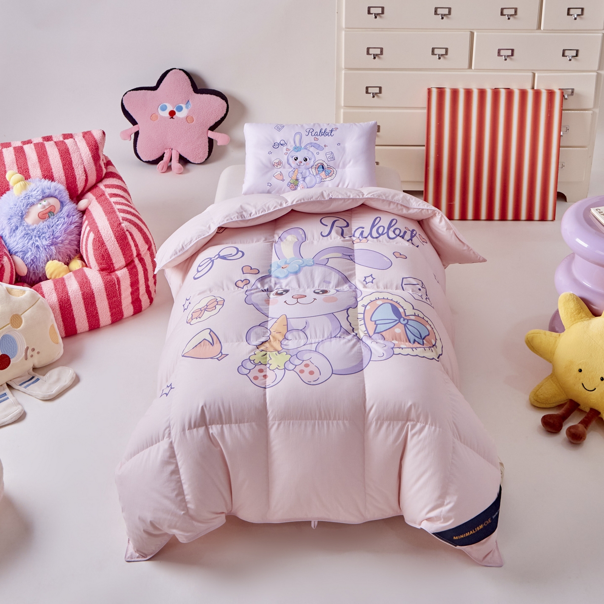 91家纺网 家纺一手货源 找家纺 暖羽屋羽绒馆 2025新款天丝儿童羽绒被鹅绒丝被芯1.5米儿童学生羽绒被 羽毛被冬被 春秋羽绒被子 鸿运兔