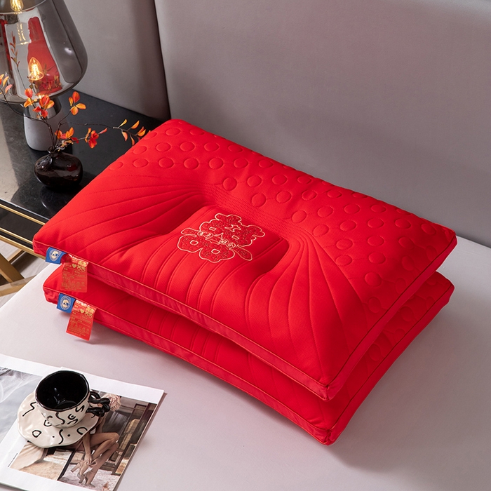 91家纺网 家纺一手货源 找家纺 （总）仁宇枕业 2025新款新品大喜之日结婚婚庆枕头新娘新郎新婚喜庆舒适高中低枕头枕芯