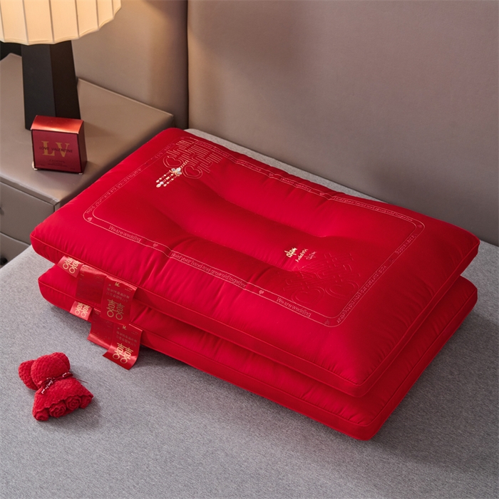 91家纺网 家纺一手货源 找家纺 （总）仁宇枕业 2025新款新品大喜之日结婚婚庆枕头新娘新郎新婚喜庆舒适高中低枕头枕芯