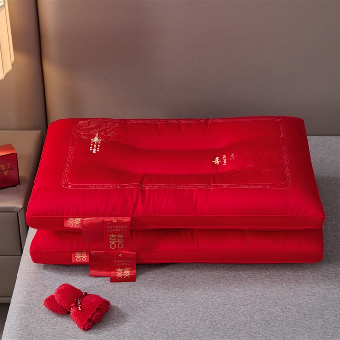 91家纺网 家纺一手货源 找家纺 （总）仁宇枕业 2025新款新品大喜之日结婚婚庆枕头新娘新郎新婚喜庆舒适高中低枕头枕芯