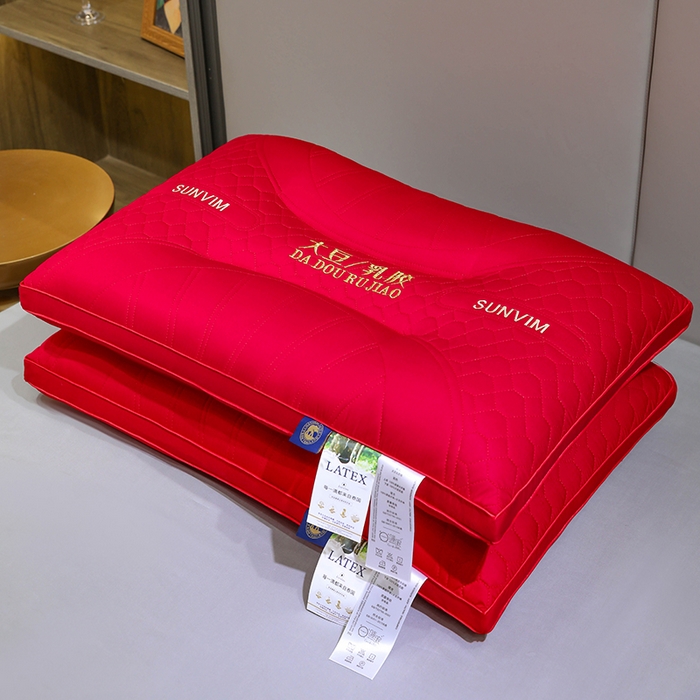 91家纺网 家纺一手货源 找家纺 （总）仁宇枕业 2025新款新品大喜之日结婚婚庆枕头新娘新郎新婚喜庆舒适高中低枕头枕芯