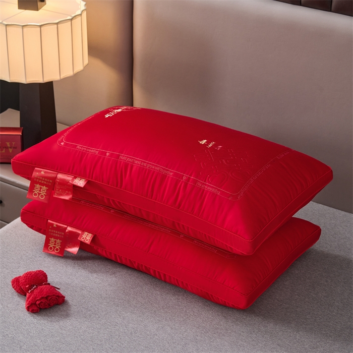 91家纺网 家纺一手货源 找家纺 （总）仁宇枕业 2025新款新品大喜之日结婚婚庆枕头新娘新郎新婚喜庆舒适高中低枕头枕芯