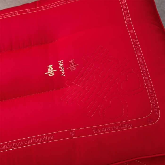 91家纺网 家纺一手货源 找家纺 （总）仁宇枕业 2025新款新品大喜之日结婚婚庆枕头新娘新郎新婚喜庆舒适高中低枕头枕芯