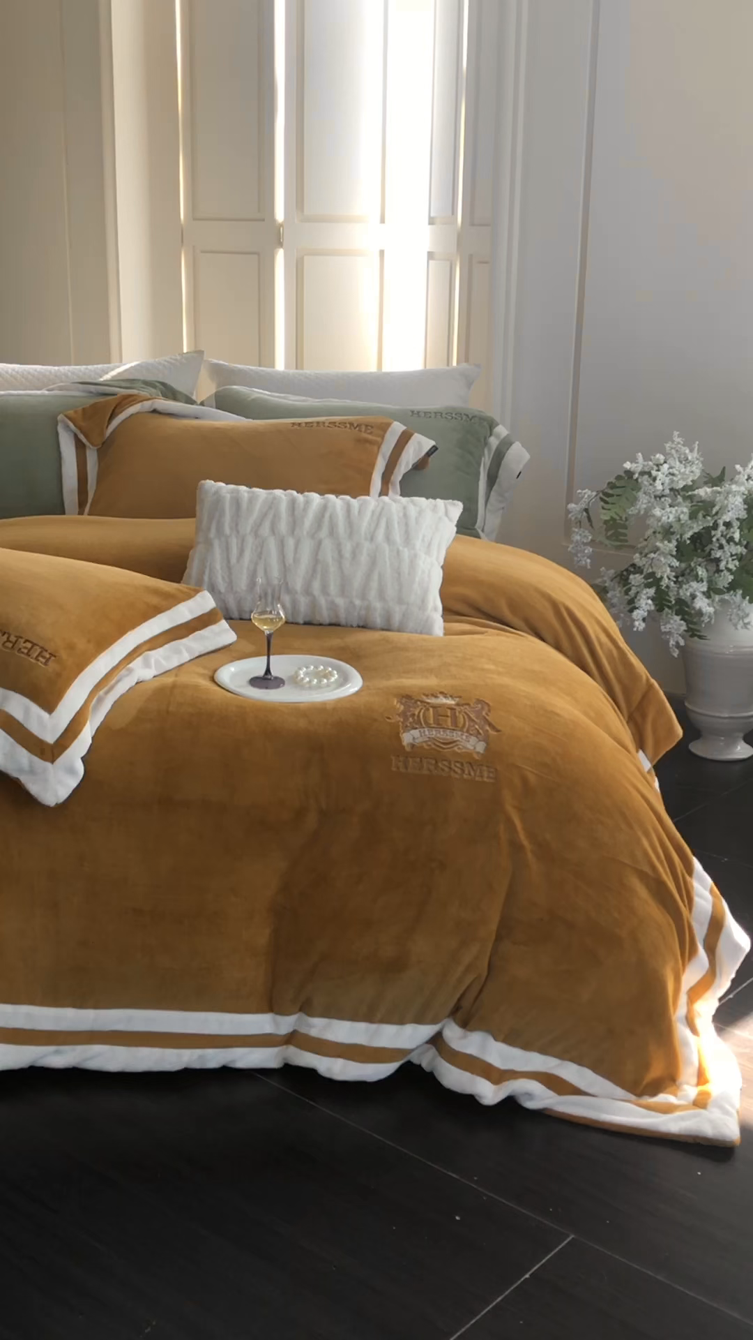 91家纺网 家纺一手货源 找家纺 馨蕊 2025新款秋冬轻奢煦暖绒牛奶绒四件套系列-绒巴黎 会员-10【券后控价358/378】 绒巴黎-橙