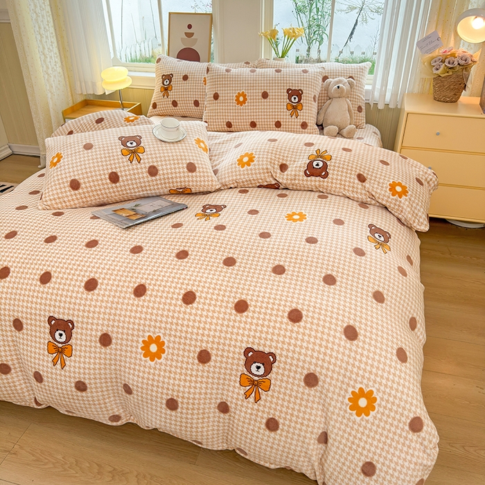 91家纺网 家纺一手货源 找家纺 乐居坊 2025新款家用高克重学生宿舍床牛奶绒套件单品【提供买家秀】加 QQ群 286712643 波点熊