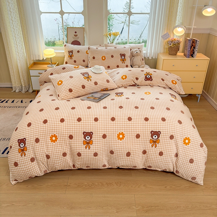 91家纺网 家纺一手货源 找家纺 乐居坊 2025新款家用高克重学生宿舍床牛奶绒套件单品【提供买家秀】加 QQ群 286712643 波点熊