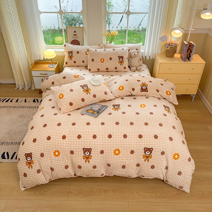 91家纺网 家纺一手货源 找家纺 乐居坊 2025新款家用高克重学生宿舍床牛奶绒套件单品【提供买家秀】加 QQ群 286712643 波点熊