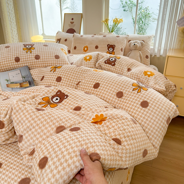 乐居坊 2025新款家用高克重学生宿舍床牛奶绒套件单品【提供买家秀】加 QQ群 286712643 波点熊