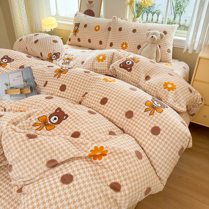 91家纺网 家纺一手货源 找家纺 乐居坊 2025新款家用高克重学生宿舍床牛奶绒套件单品【提供买家秀】加 QQ群 286712643 波点熊