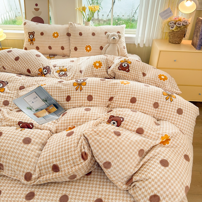 91家纺网 家纺一手货源 找家纺 乐居坊 2025新款家用高克重学生宿舍床牛奶绒套件单品【提供买家秀】加 QQ群 286712643 波点熊