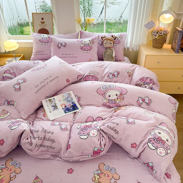 91家纺网 家纺一手货源 找家纺 乐居坊 2025新款家用高克重学生宿舍床牛奶绒套件单品【提供买家秀】加 QQ群 286712643 粉乐蒂