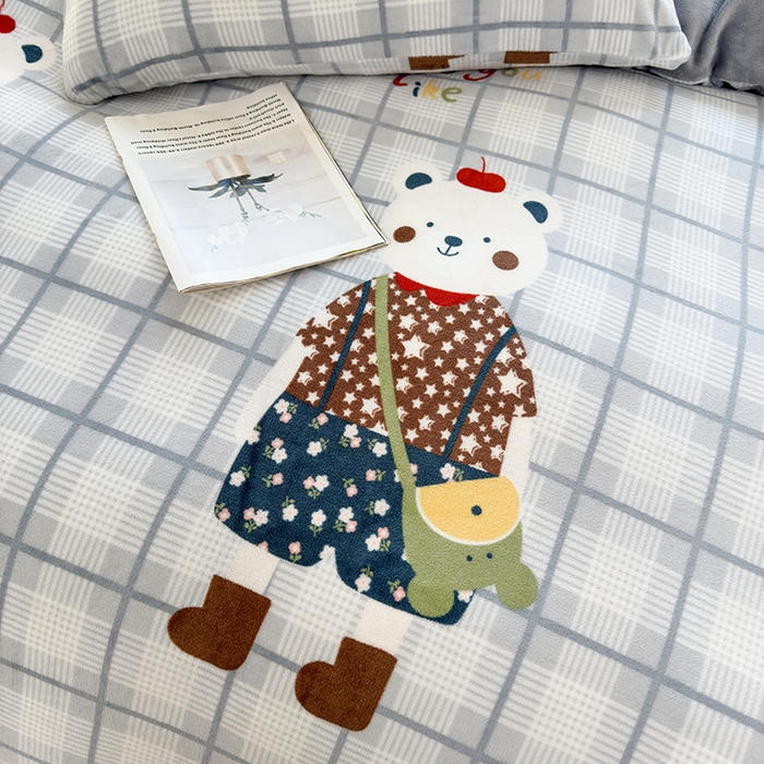 91家纺网 家纺一手货源 找家纺 乐居坊 2025新款家用高克重学生宿舍床牛奶绒套件单品【提供买家秀】加 QQ群 286712643 富贵熊-灰