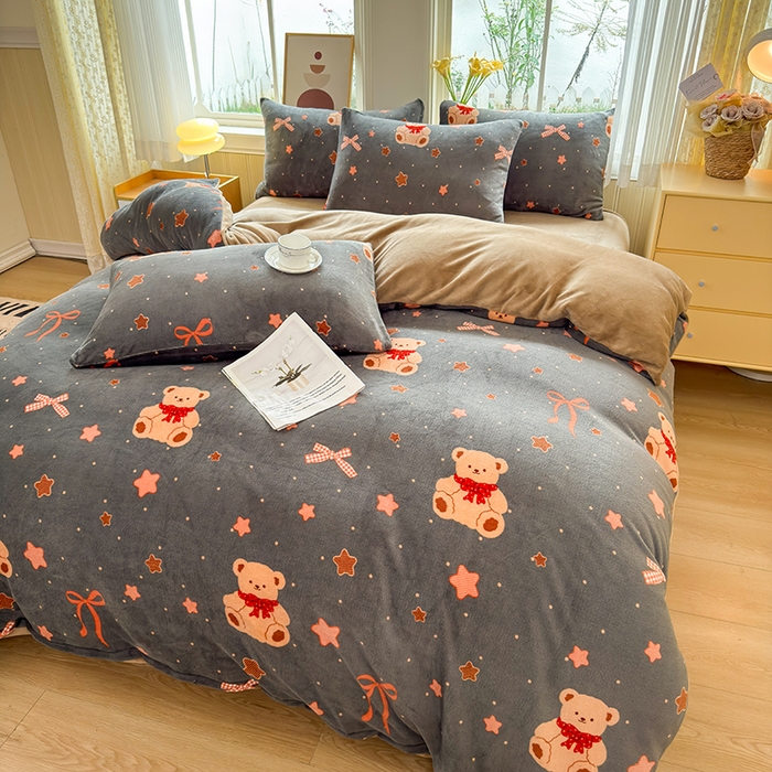 91家纺网 家纺一手货源 找家纺 乐居坊 2025新款家用高克重学生宿舍床牛奶绒套件单品【提供买家秀】加 QQ群 286712643 晚安小熊