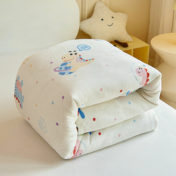 乐秀家纺 2025新款A类牛奶绒幼儿园被子可拆卸被套+被芯 恐龙星球 