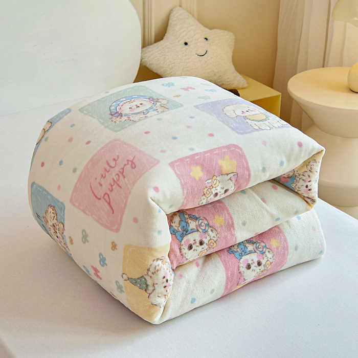 乐秀家纺 2025新款A类牛奶绒幼儿园被子可拆卸被套+被芯 萌宠之家 