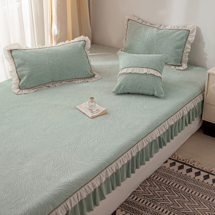 91家纺网 家纺一手货源 找家纺 （总）峻杨 2025新款榻榻米床盖炕盖亲肤雪尼尔大尺寸防滑耐磨床盖可机洗可定做尺寸-漫纱