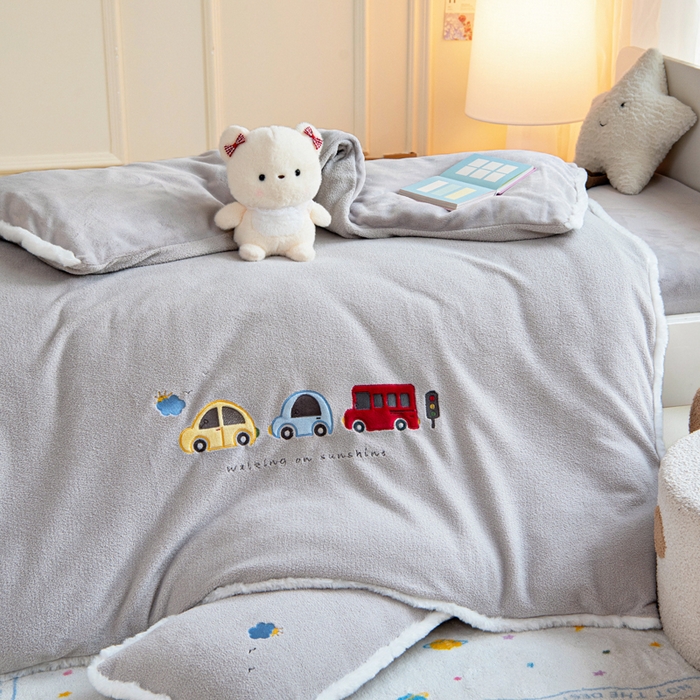 御棉坊 2025新款艾尼绒多功能两用被套 排排小汽车