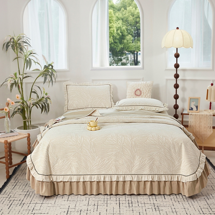 91家纺网 家纺一手货源 找家纺 （总）峻杨 2025新款床用床盖柔软亲肤雪尼尔大床单高支高密防滑加厚床盖可定制-漫纱