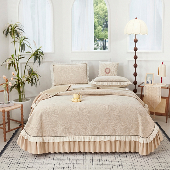 91家纺网 家纺一手货源 找家纺 （总）峻杨 2025新款床用床盖柔软亲肤雪尼尔大床单高支高密防滑加厚床盖可定制-漫纱