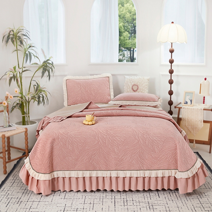 91家纺网 家纺一手货源 找家纺 （总）峻杨 2025新款床用床盖柔软亲肤雪尼尔大床单高支高密防滑加厚床盖可定制-漫纱