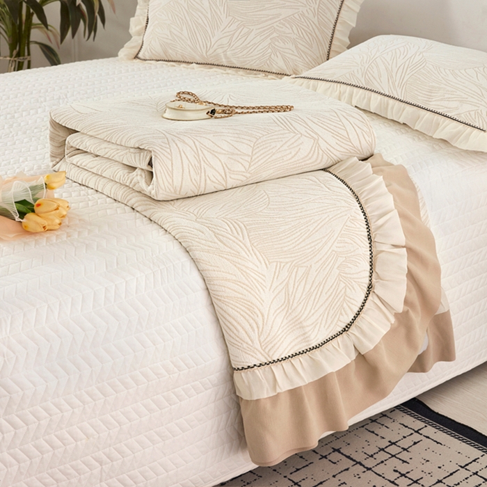 91家纺网 家纺一手货源 找家纺 （总）峻杨 2025新款床用床盖柔软亲肤雪尼尔大床单高支高密防滑加厚床盖可定制-漫纱