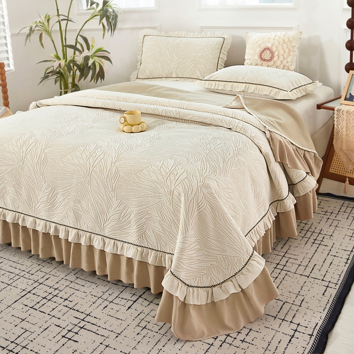 91家纺网 家纺一手货源 找家纺 （总）峻杨 2025新款床用床盖柔软亲肤雪尼尔大床单高支高密防滑加厚床盖可定制-漫纱