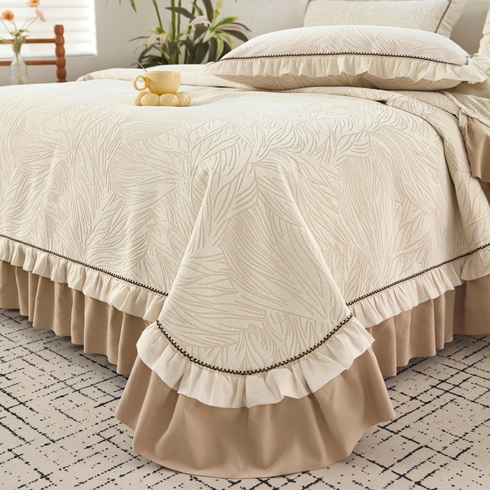 91家纺网 家纺一手货源 找家纺 （总）峻杨 2025新款床用床盖柔软亲肤雪尼尔大床单高支高密防滑加厚床盖可定制-漫纱