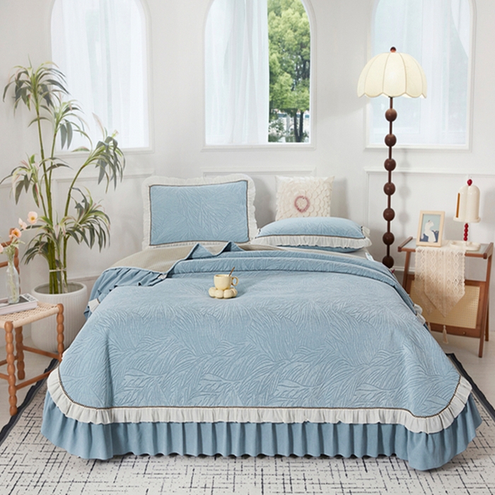 91家纺网 家纺一手货源 找家纺 （总）峻杨 2025新款床用床盖柔软亲肤雪尼尔大床单高支高密防滑加厚床盖可定制-漫纱