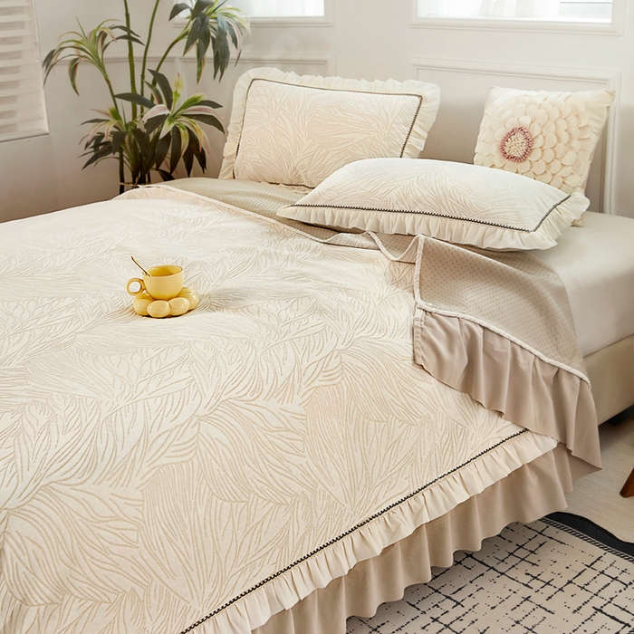 91家纺网 家纺一手货源 找家纺 （总）峻杨 2025新款床用床盖柔软亲肤雪尼尔大床单高支高密防滑加厚床盖可定制-漫纱