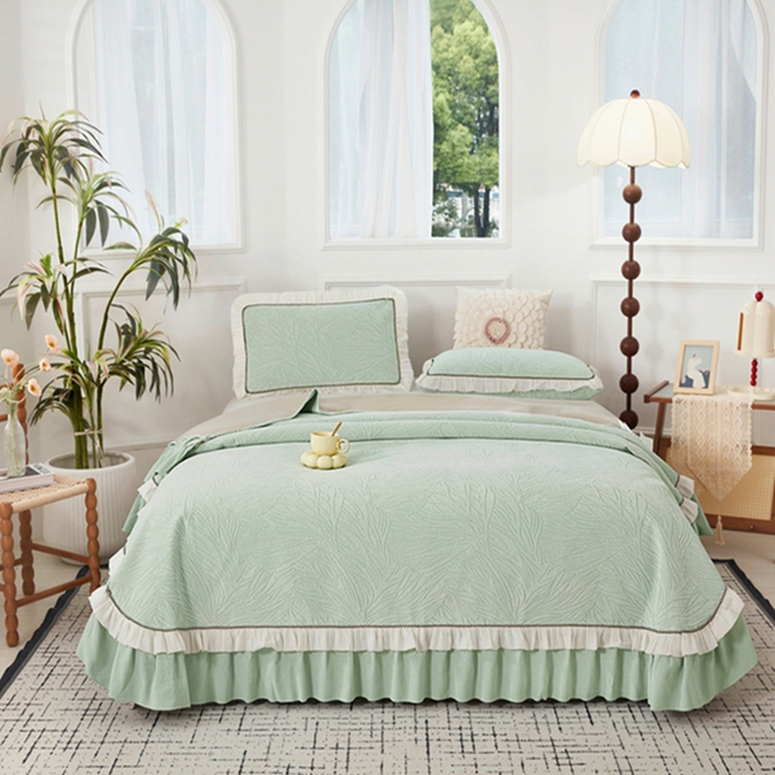 91家纺网 家纺一手货源 找家纺 （总）峻杨 2025新款床用床盖柔软亲肤雪尼尔大床单高支高密防滑加厚床盖可定制-漫纱