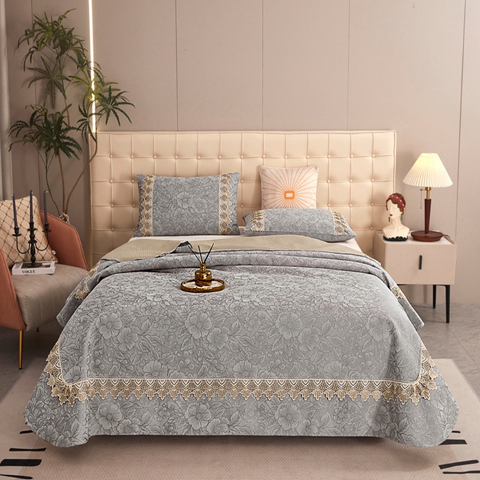 91家纺网 家纺一手货源 找家纺 （总）暖木杨 2025新款高支高密雪尼尔床用床盖炕盖炕单简约柔软亲肤床盖-一抹茶花