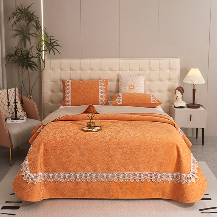 91家纺网 家纺一手货源 找家纺 （总）暖木杨 2025新款高支高密雪尼尔床用床盖炕盖炕单简约柔软亲肤床盖-一抹茶花