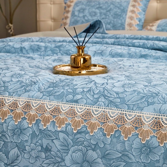 91家纺网 家纺一手货源 找家纺 （总）暖木杨 2025新款高支高密雪尼尔床用床盖炕盖炕单简约柔软亲肤床盖-一抹茶花