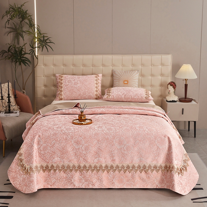 91家纺网 家纺一手货源 找家纺 （总）暖木杨 2025新款高支高密雪尼尔床用床盖炕盖炕单简约柔软亲肤床盖-一抹茶花