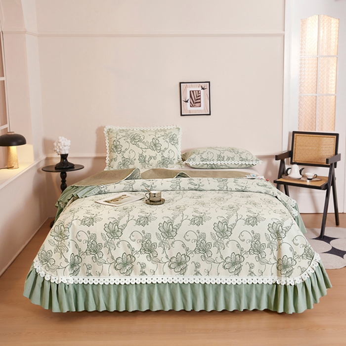 91家纺网 家纺一手货源 找家纺 （总）峻杨 2025新款高档雪尼尔大尺寸防滑床用床盖四季通用高级感可定制-遇见花开