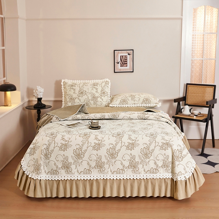 91家纺网 家纺一手货源 找家纺 （总）峻杨 2025新款高档雪尼尔大尺寸防滑床用床盖四季通用高级感可定制-遇见花开