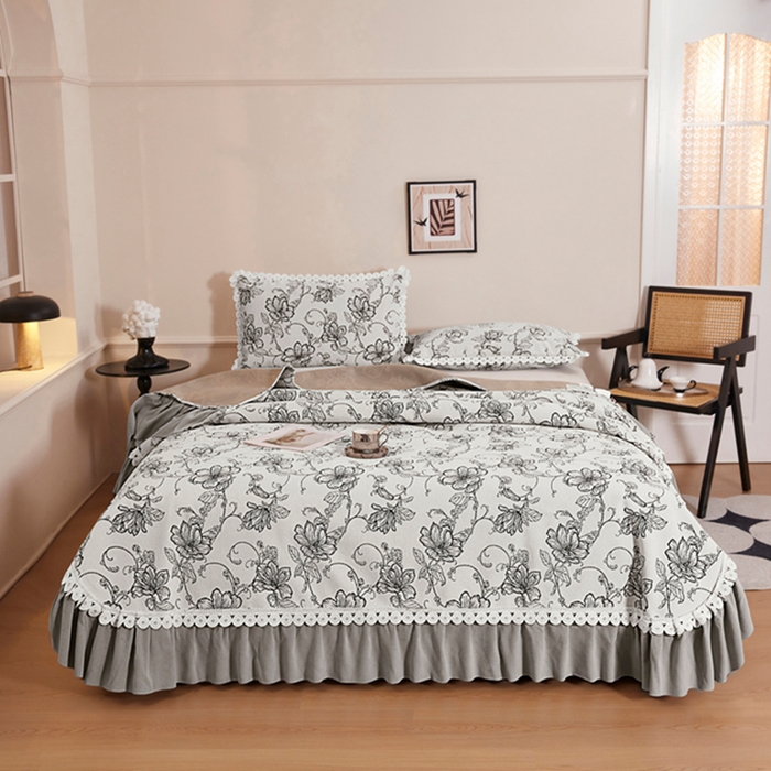 （总）峻杨 2025新款高档雪尼尔大尺寸防滑床用床盖四季通用高级感可定制-遇见花开