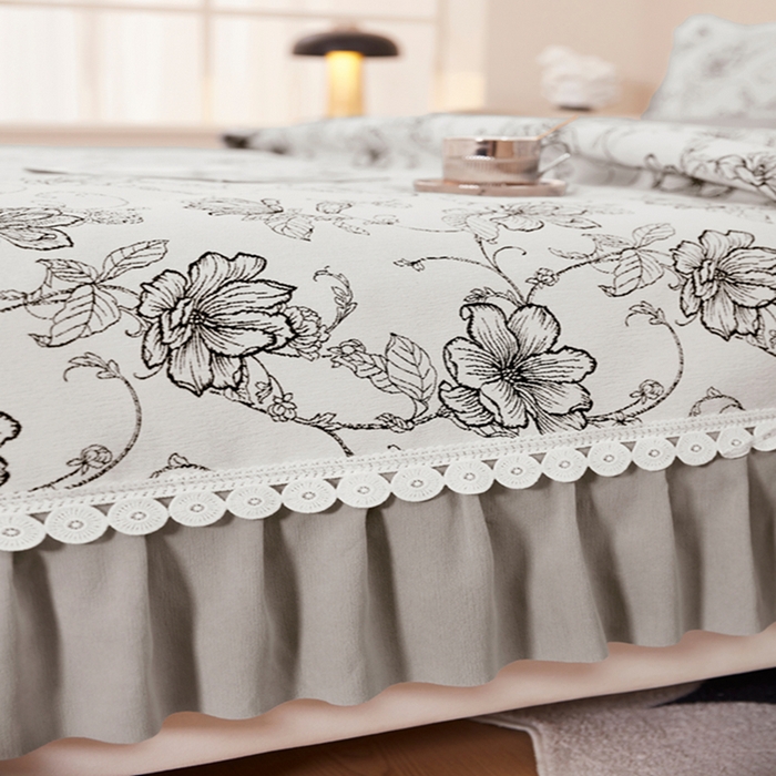 91家纺网 家纺一手货源 找家纺 （总）峻杨 2025新款高档雪尼尔大尺寸防滑床用床盖四季通用高级感可定制-遇见花开