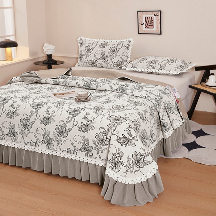 91家纺网 家纺一手货源 找家纺 （总）峻杨 2025新款高档雪尼尔大尺寸防滑床用床盖四季通用高级感可定制-遇见花开