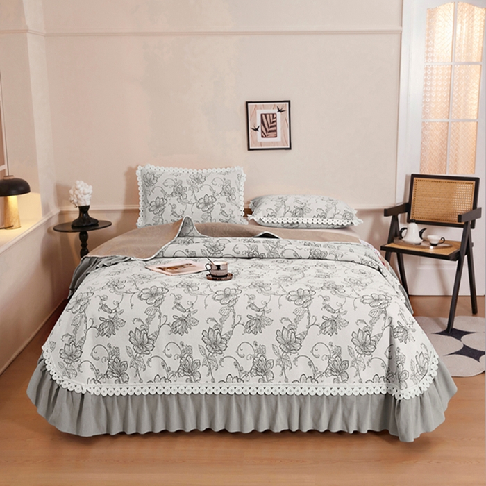 91家纺网 家纺一手货源 找家纺 （总）峻杨 2025新款高档雪尼尔大尺寸防滑床用床盖四季通用高级感可定制-遇见花开