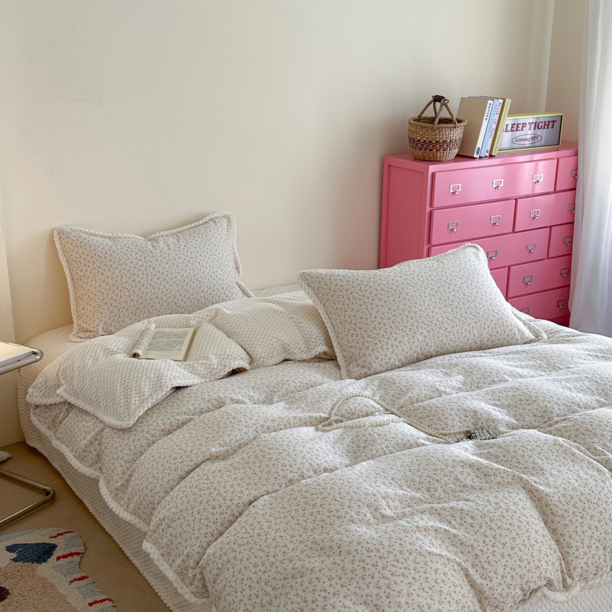 91家纺网 家纺一手货源 找家纺 （总）柚子YOUTH 2025新款全棉双层纱华夫格提花暖绒四件套