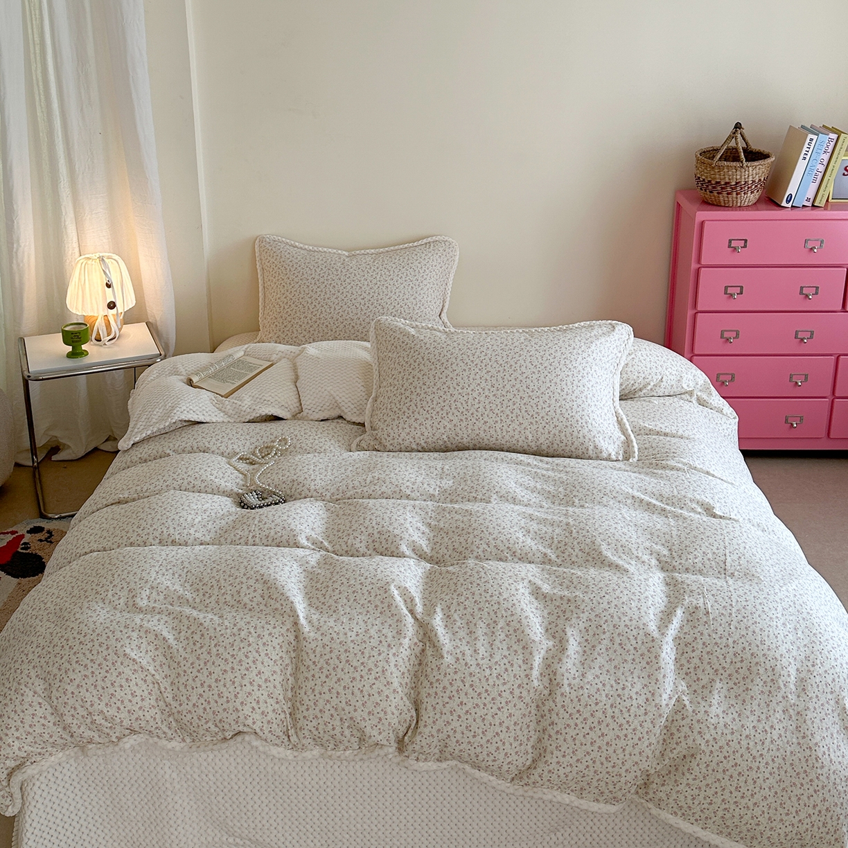 91家纺网 家纺一手货源 找家纺 （总）柚子YOUTH 2025新款全棉双层纱华夫格提花暖绒四件套